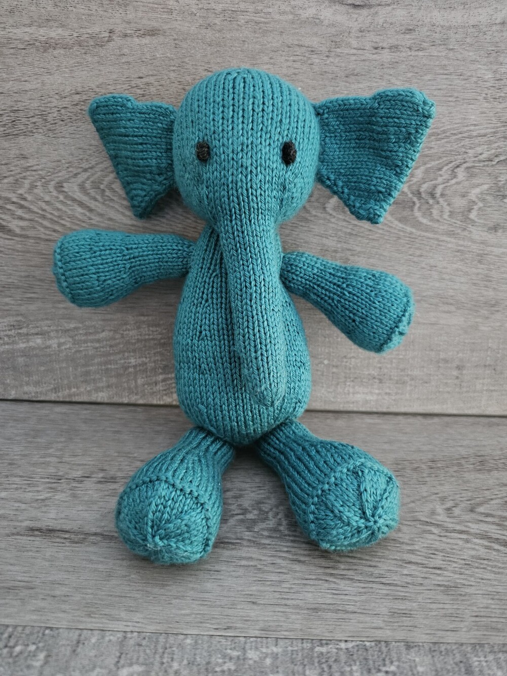 Crochet Elephant Soft Plush Hand Made Plush Teal Animal Floppy 12” Knit Baby
